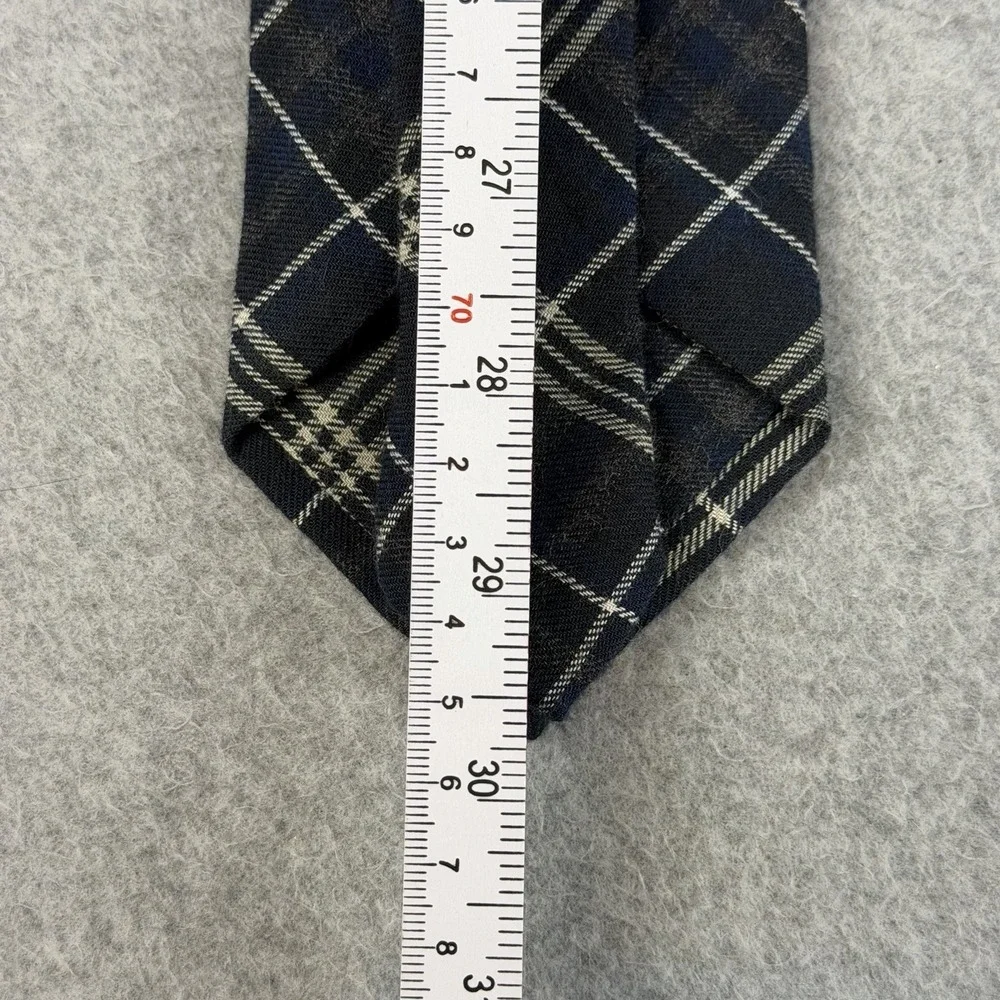 OASISS 100% Cotton Plaid Neck Tie Navy Gray Black White Windowpane NWT 59x3.1
